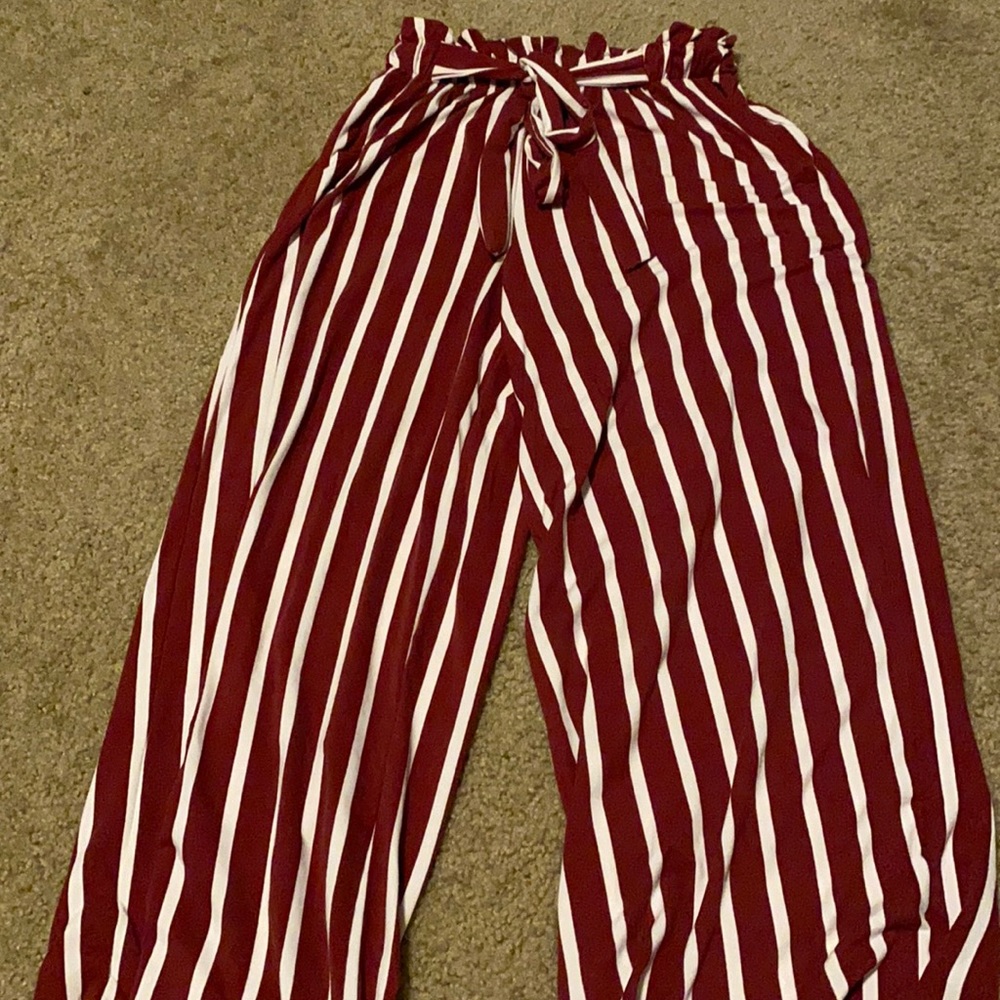 Burgundy Striped Pants